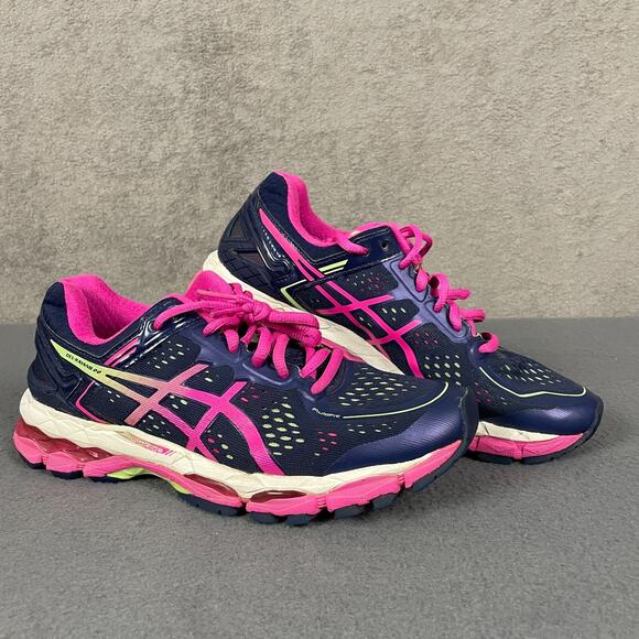 Asics Shoes - Asics Gel-Kayano 22 Sneaker Women US 6.5 Navy Pink Lace-Up Running Shoes T597N